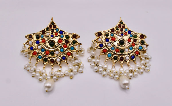 Gold-Plated Thappa Kundan Studs - E232