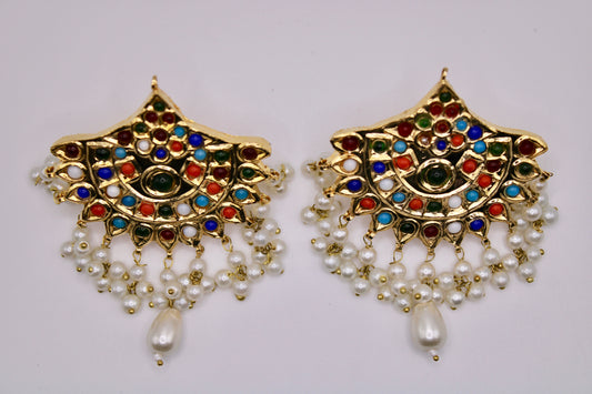Gold-Plated Thappa Kundan Studs - E232