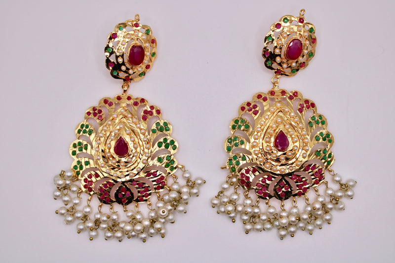 Gold-Plated Hyderabadi Earrings - E235