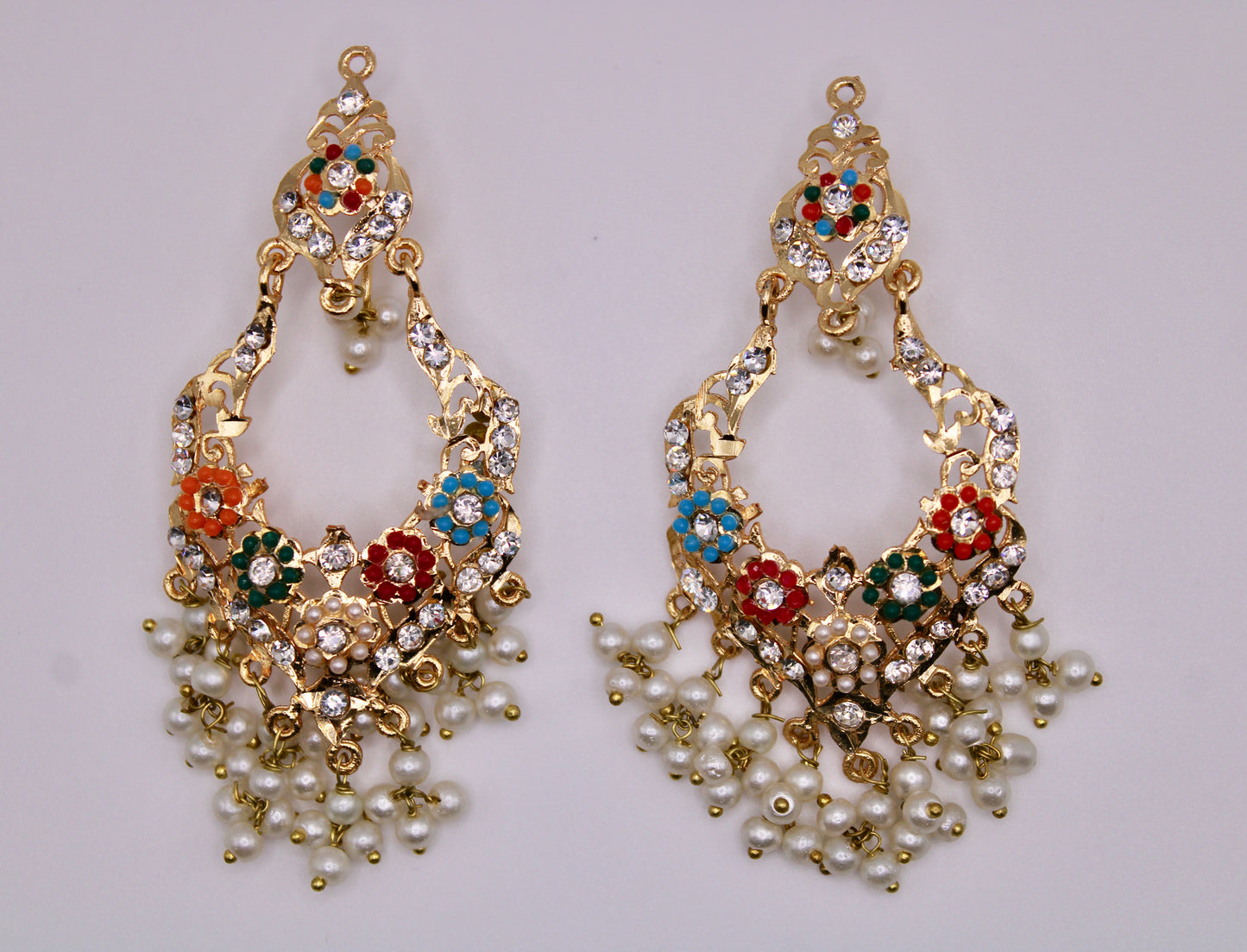 Gold-Plated Nauratan Hyderabadi Earrings - E236