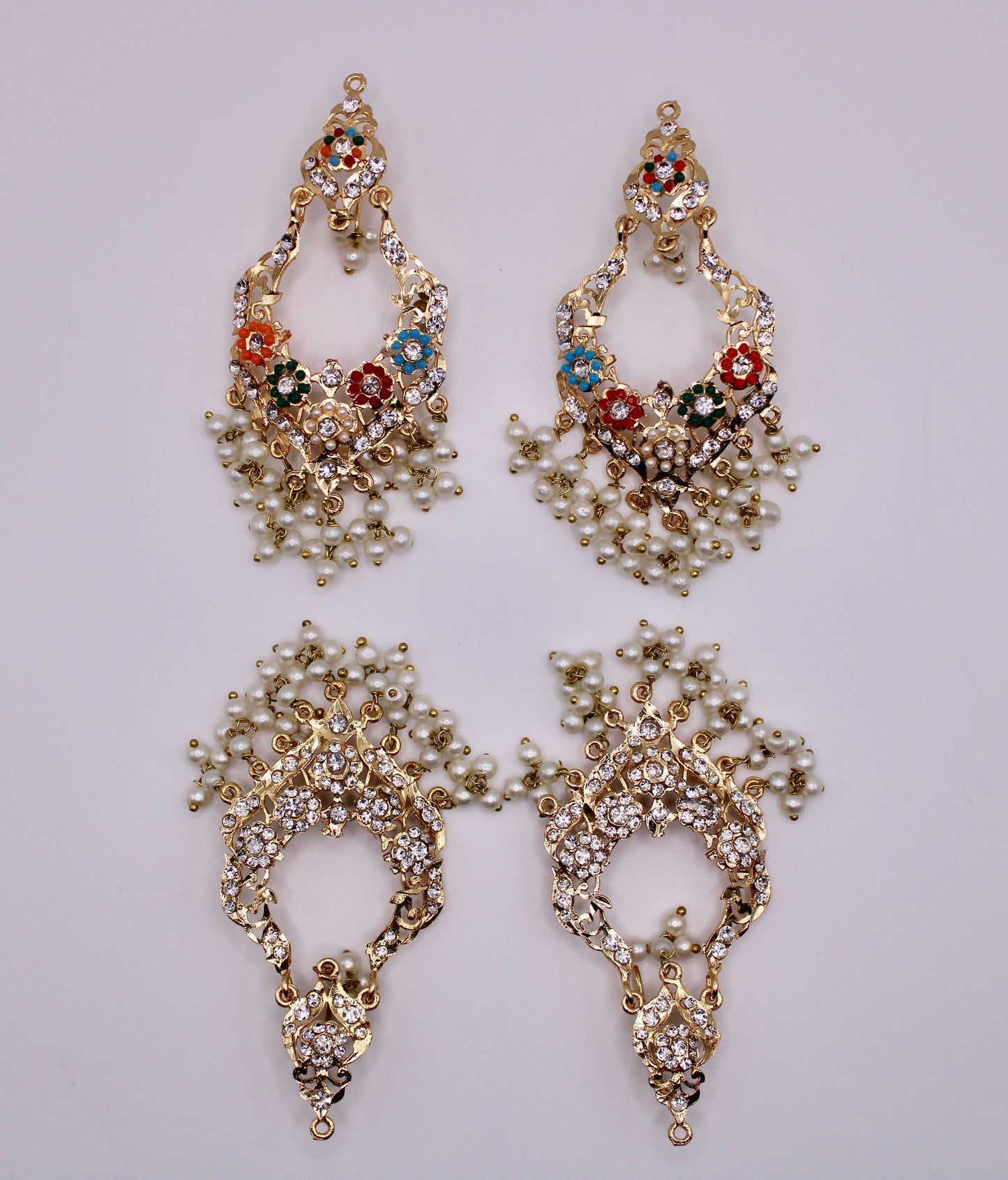 Gold-Plated Nauratan Hyderabadi Earrings - E236