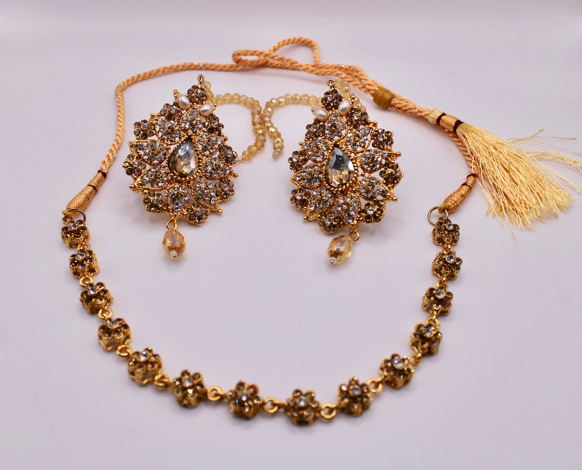 Cubic Zirconia And Crystal Necklace Set - E1223