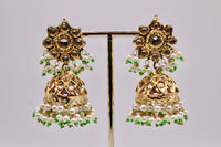 Gold-Plated Thappa Kundan Jhumkis - E237