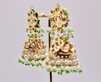 Gold-Plated Thappa Kundan Jhumkis - E237