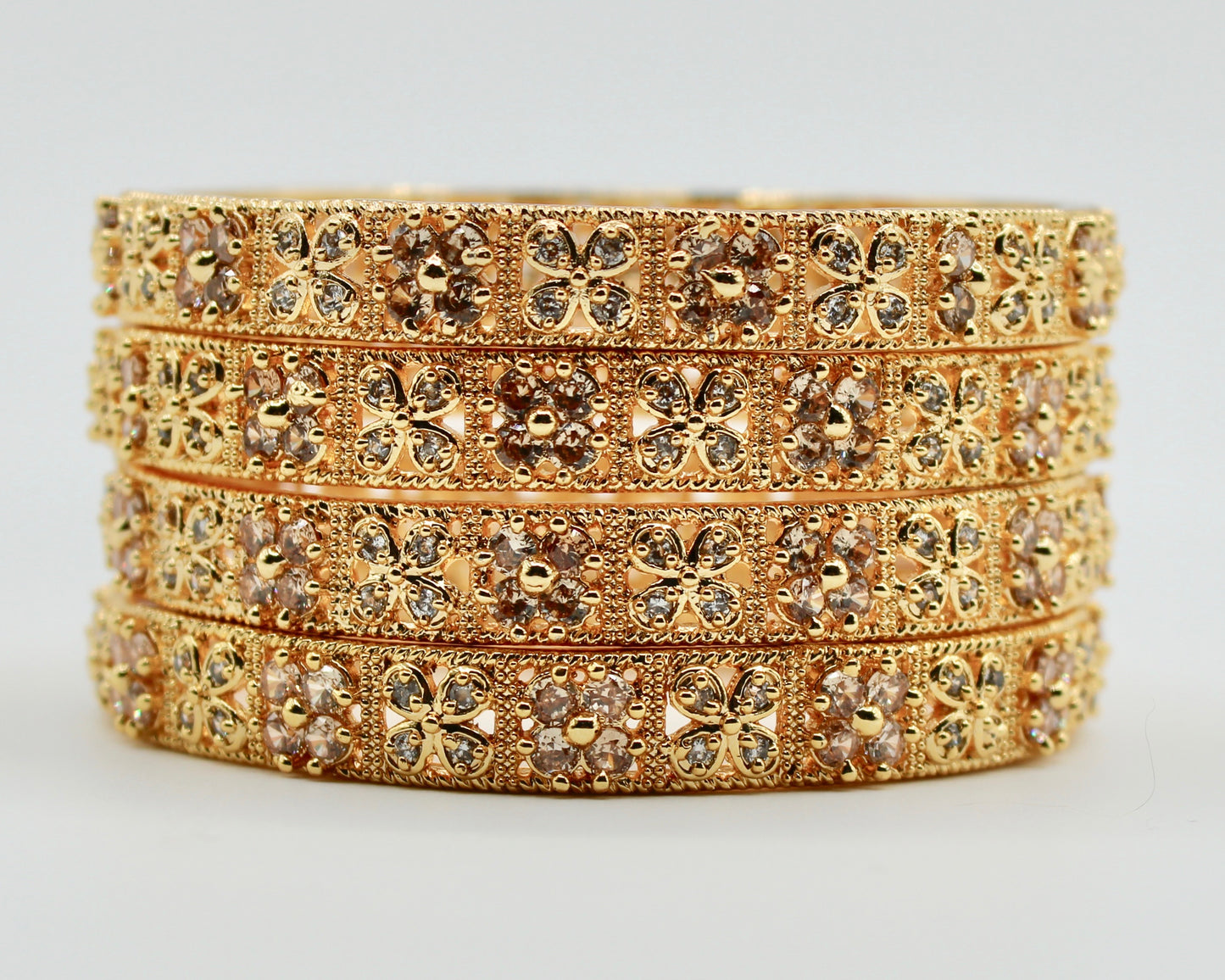 Gold-Plated Studded Manjoos Kada Set - E1902