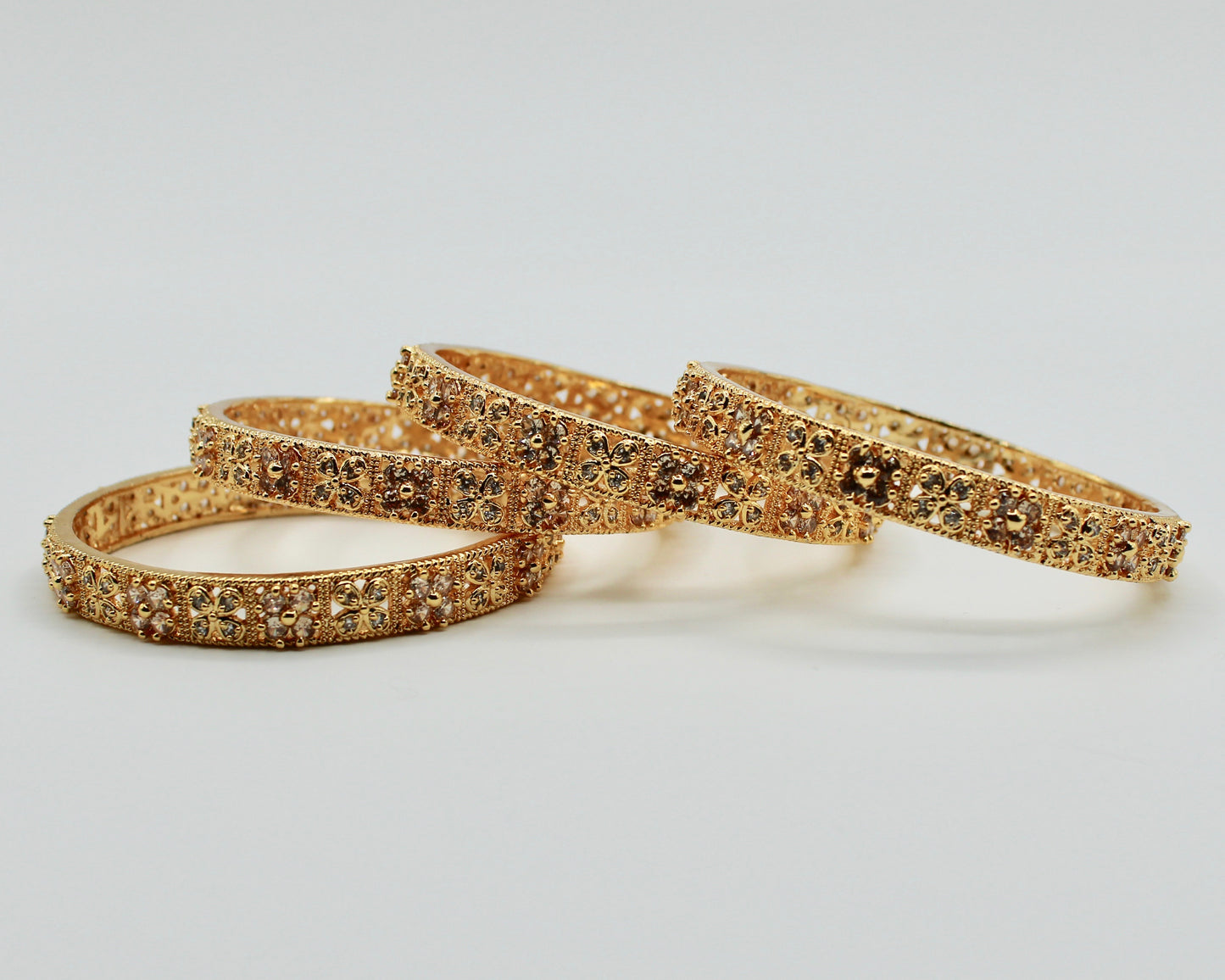 Gold-Plated Studded Manjoos Kada Set - E1902