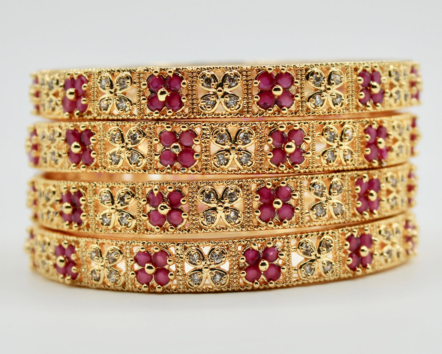 Gold-Plated Studded Manjoos Kada Set - E1902