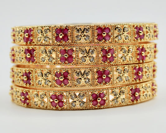 Gold-Plated Studded Manjoos Kada Set - E1902