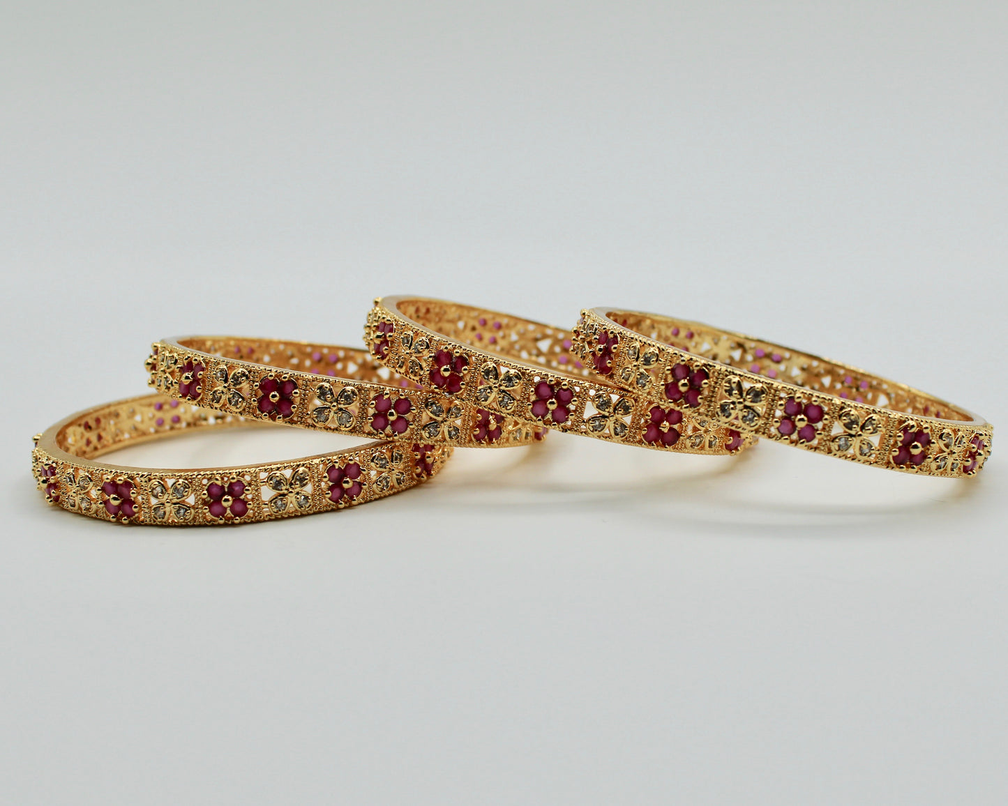 Gold-Plated Studded Manjoos Kada Set - E1902