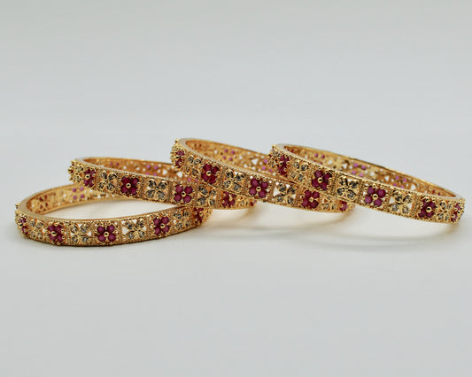 Gold-Plated Studded Manjoos Kada Set - E1902