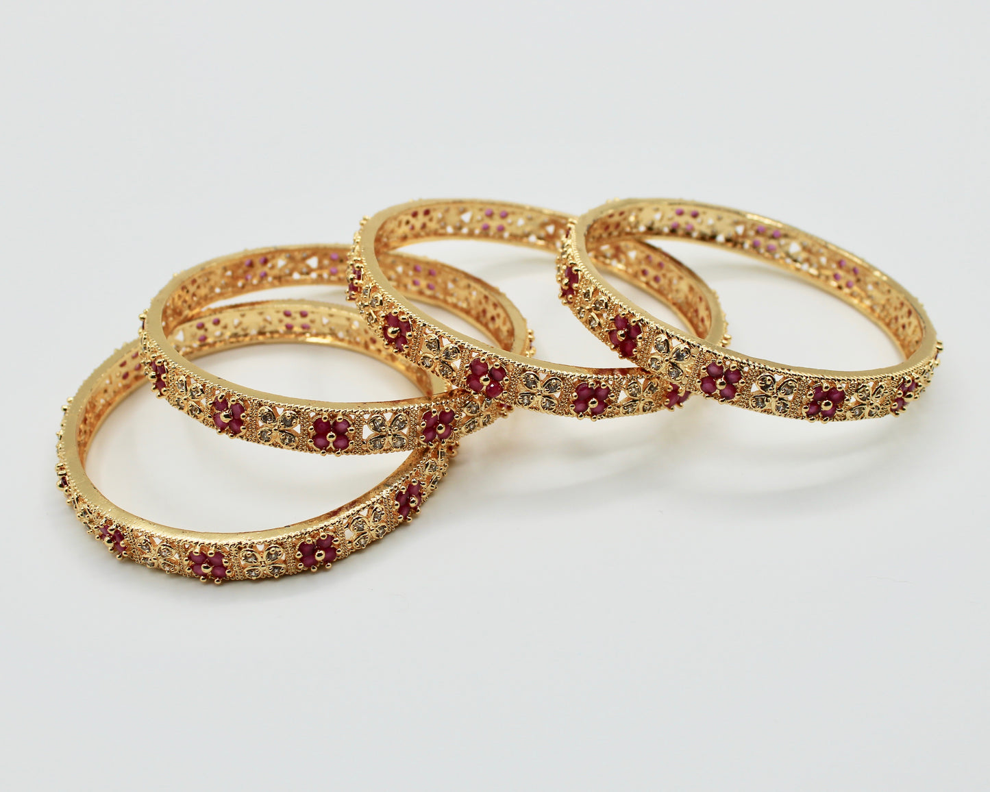 Gold-Plated Studded Manjoos Kada Set - E1902
