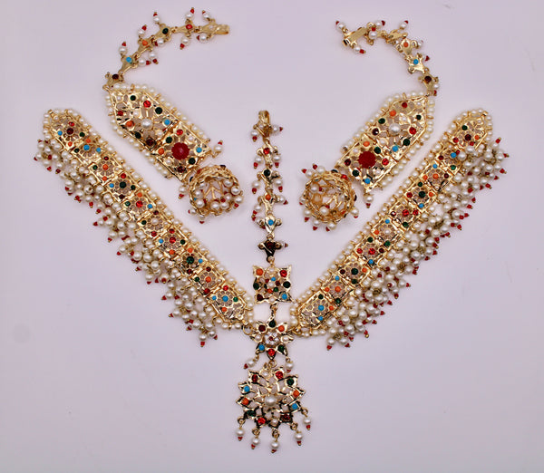 Hyderabadi Mathha Pati and Earring Set - E1181