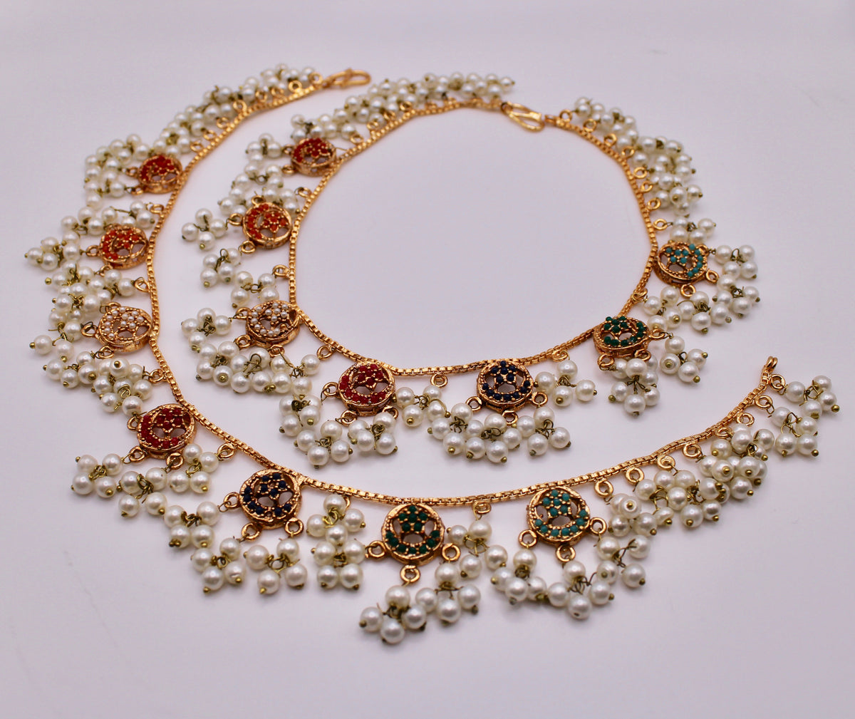 Gajra Pearl Appliqué Anklet - E1203