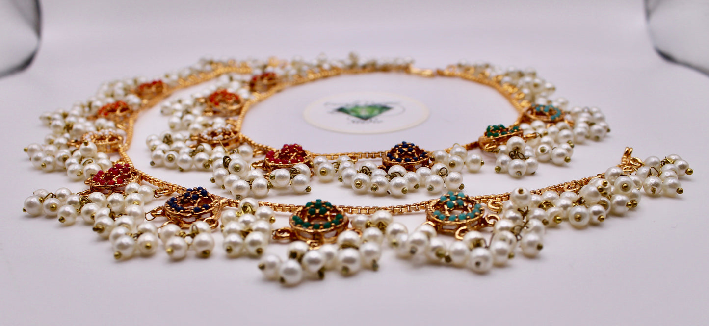 Gajra Pearl Appliqué Anklet - E1203
