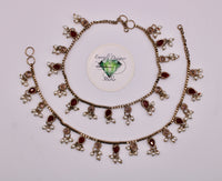 Cubic Zirconia and Faux Pearl Anklet - E1201