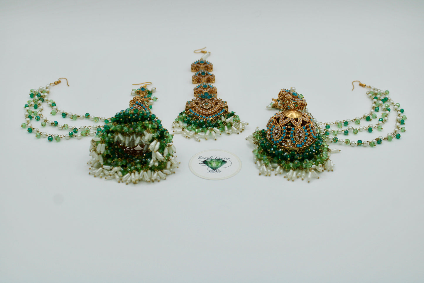 Faux pearl and Bead Teeka Set - E105
