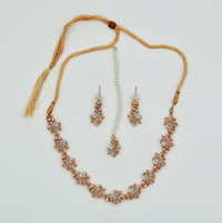 Cubic Zirconia and Faux Pearl Necklace Set - E1190