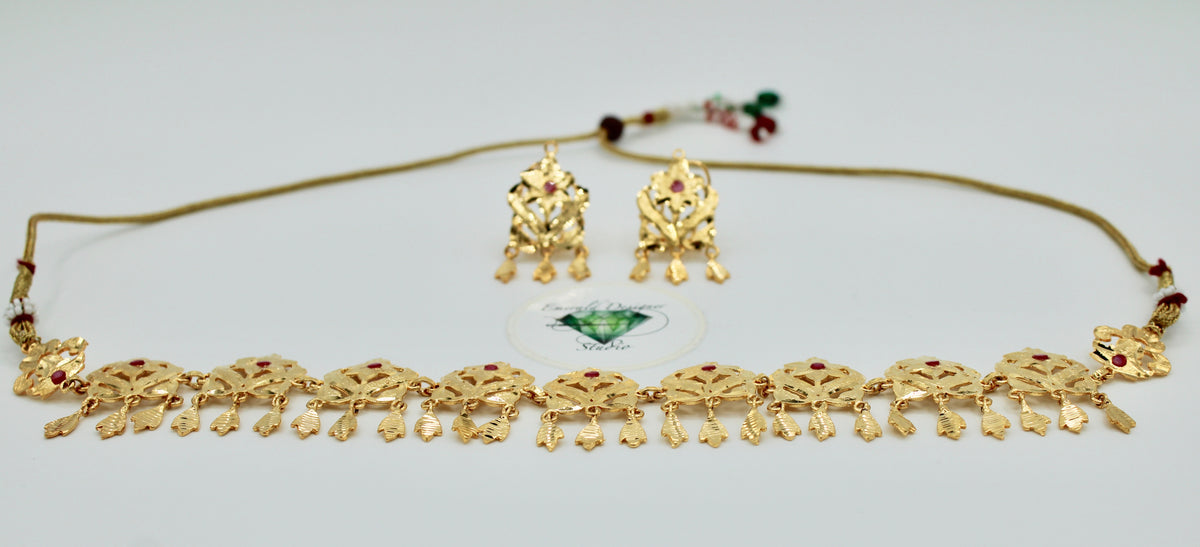 Gold-Plated Hyderabadi Necklace Set - E116