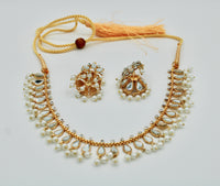 Sheesha Kundan and Faux Pearl Jhumki Set - E1172