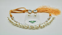 Kundan Faux Pearl and Cubic Zirocnia Necklace Set - E1220