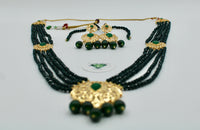 Hyderabadi Mala Set With Semi-Precious Emeralds - E1179