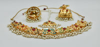 Gold-Plated Hyderabadi Nauratan Necklace Set - E1121