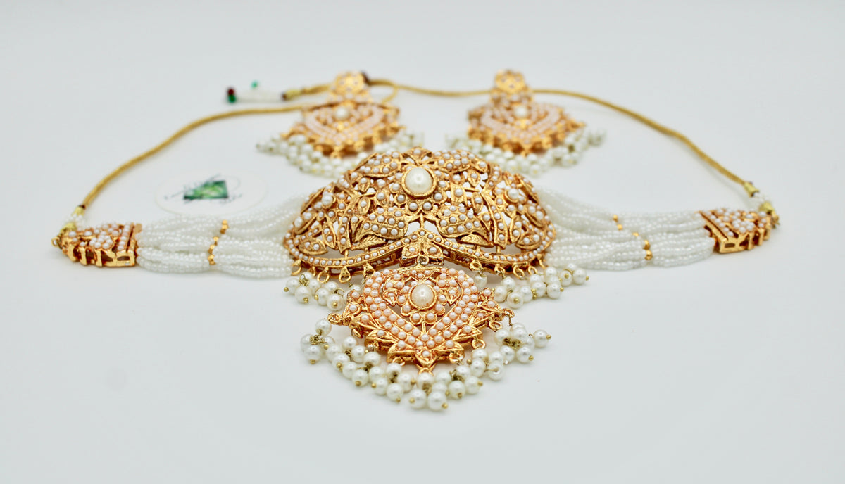 Bridal Choker Set With Faux Pearls - E119