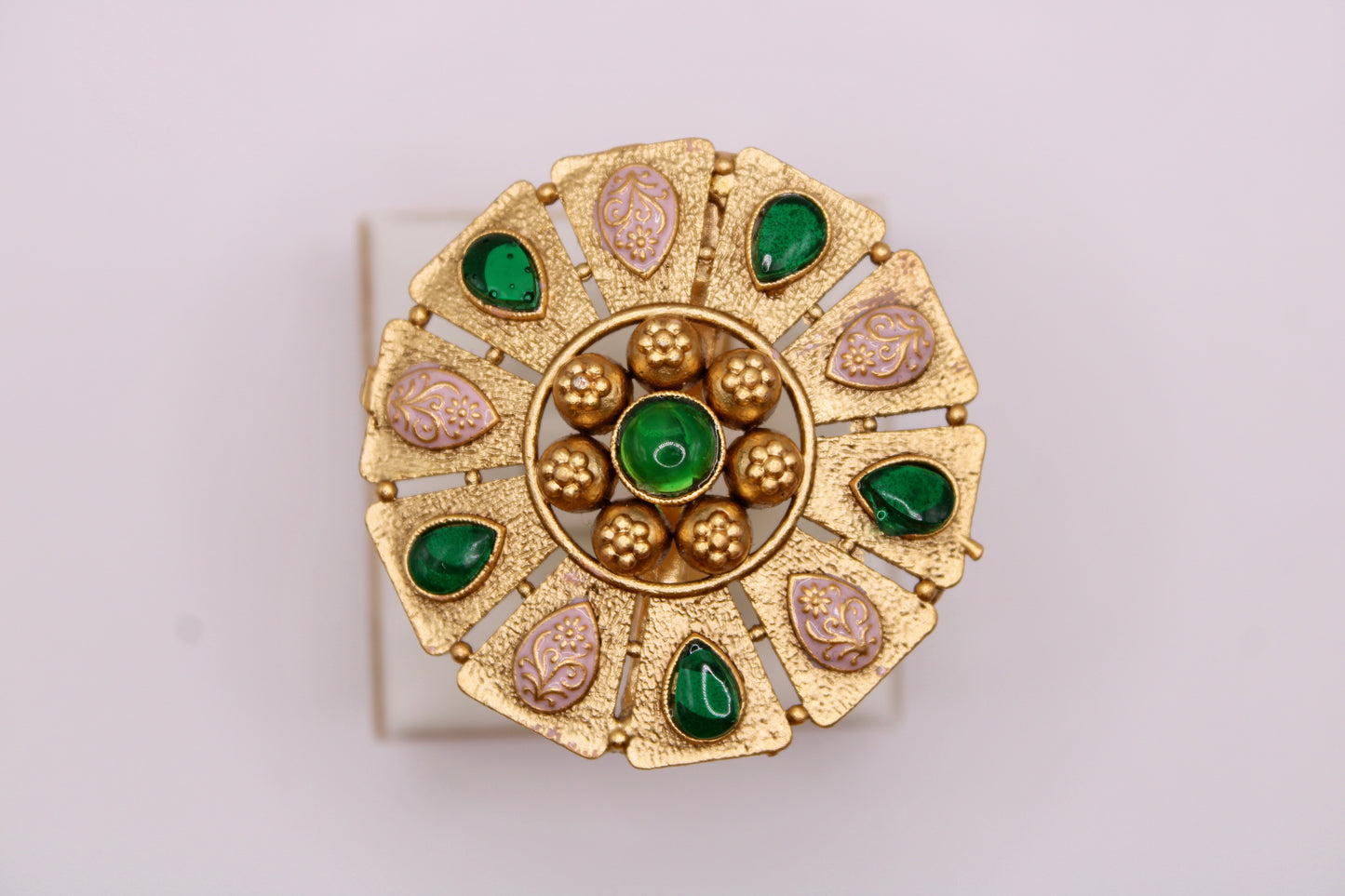 Rajwadi Meena And Kundan Cocktail Ring - E3075