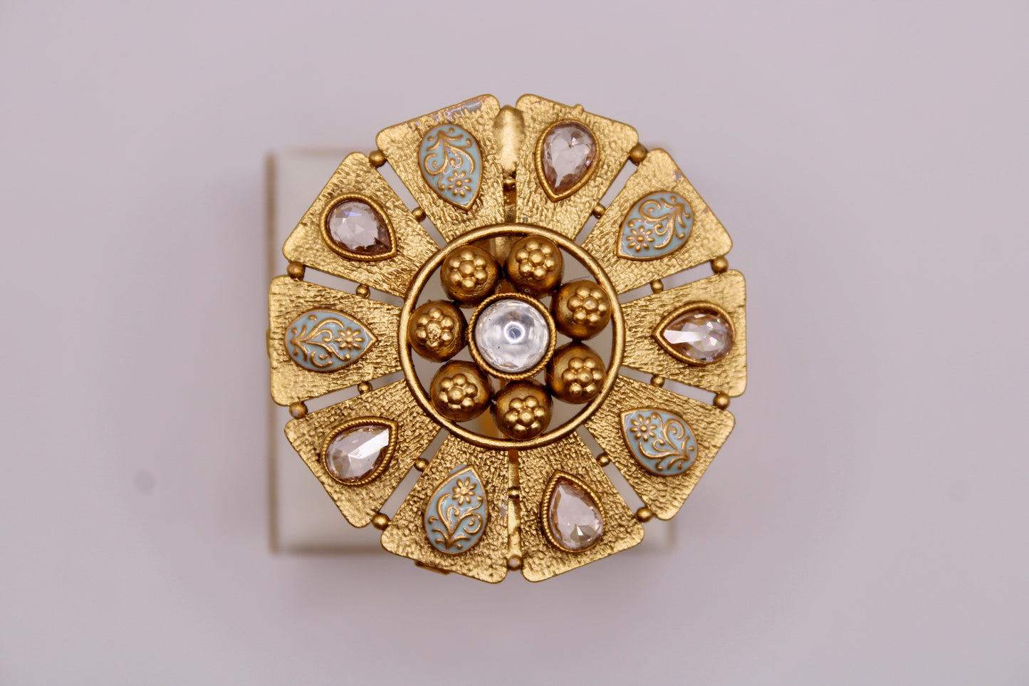 Rajwadi Meena And Kundan Cocktail Ring - E3075