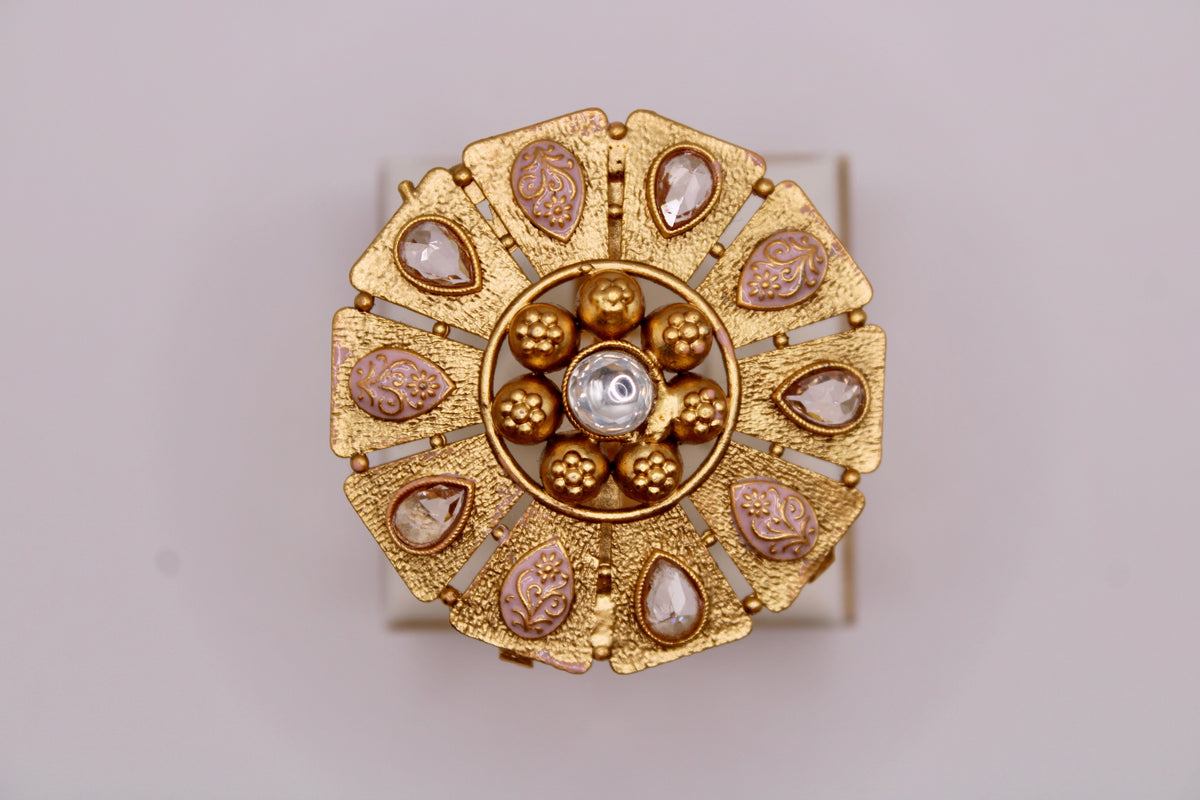 Rajwadi Meena And Kundan Cocktail Ring - E1275