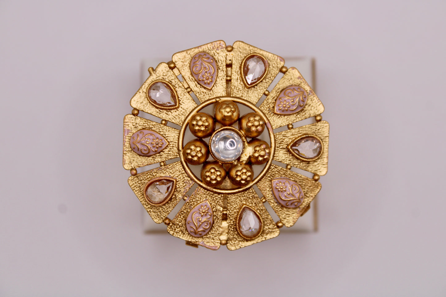Rajwadi Meena And Kundan Cocktail Ring - E3075