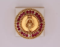 Rajwadi Ring With Elephant Detailing And Hydro Crystals - E1277