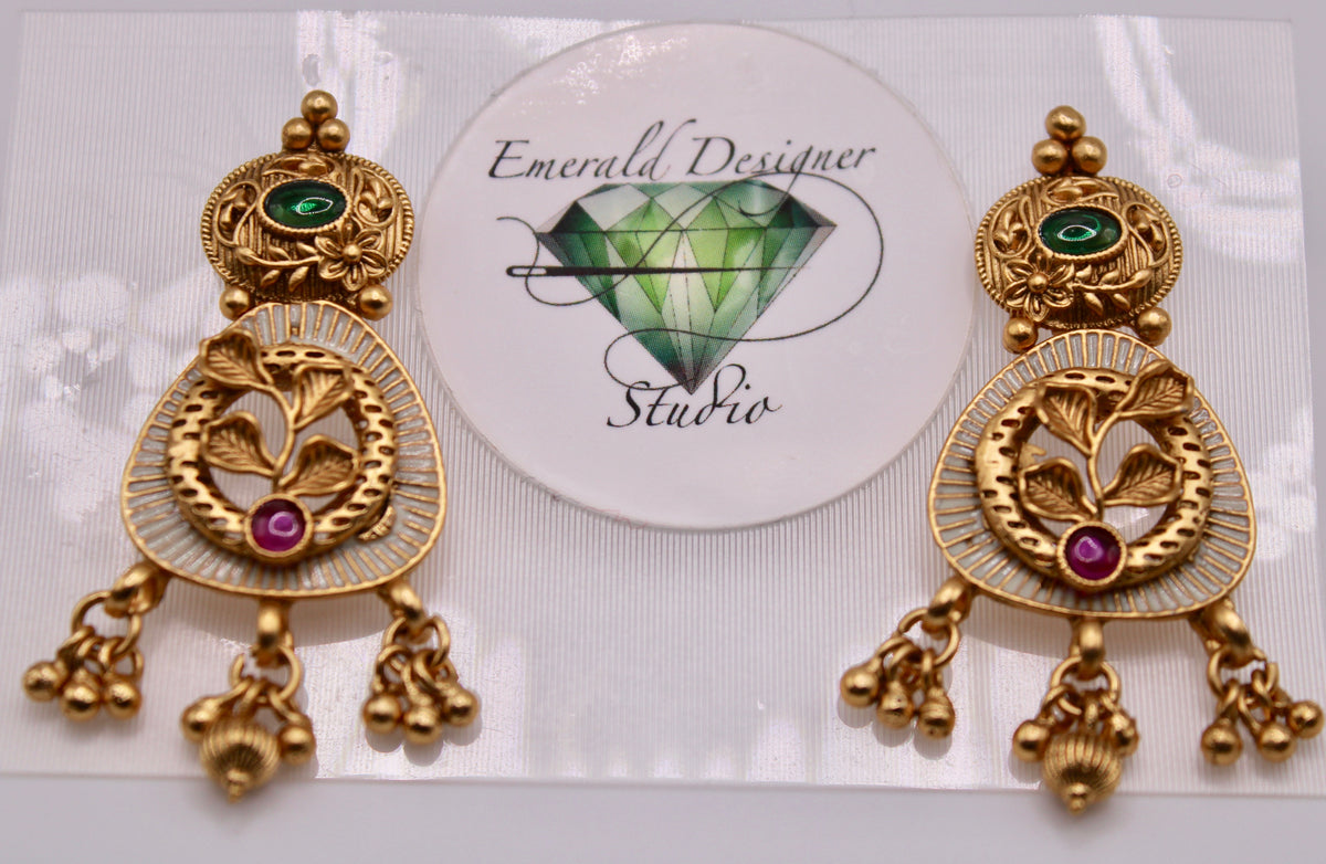 Rajwadi Meena Kundan Earrings - E1198