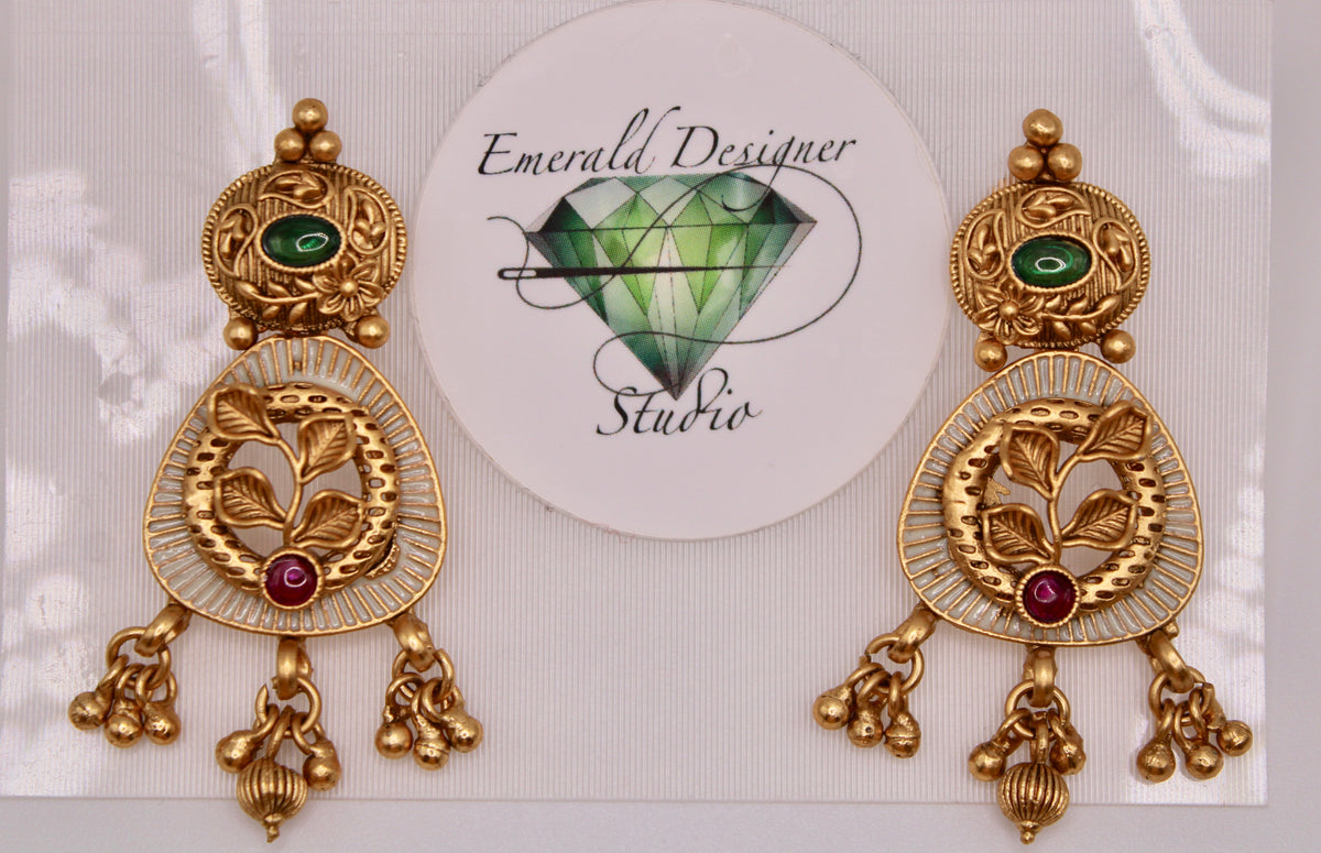 Rajwadi Meena Kundan Earrings - E1198