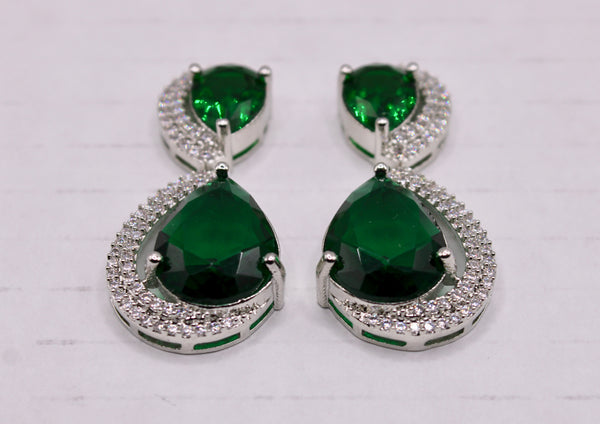 Cubic Zirconia Drop Earrings - E820