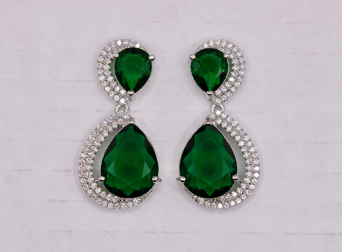 Cubic Zirconia Drop Earrings - E820