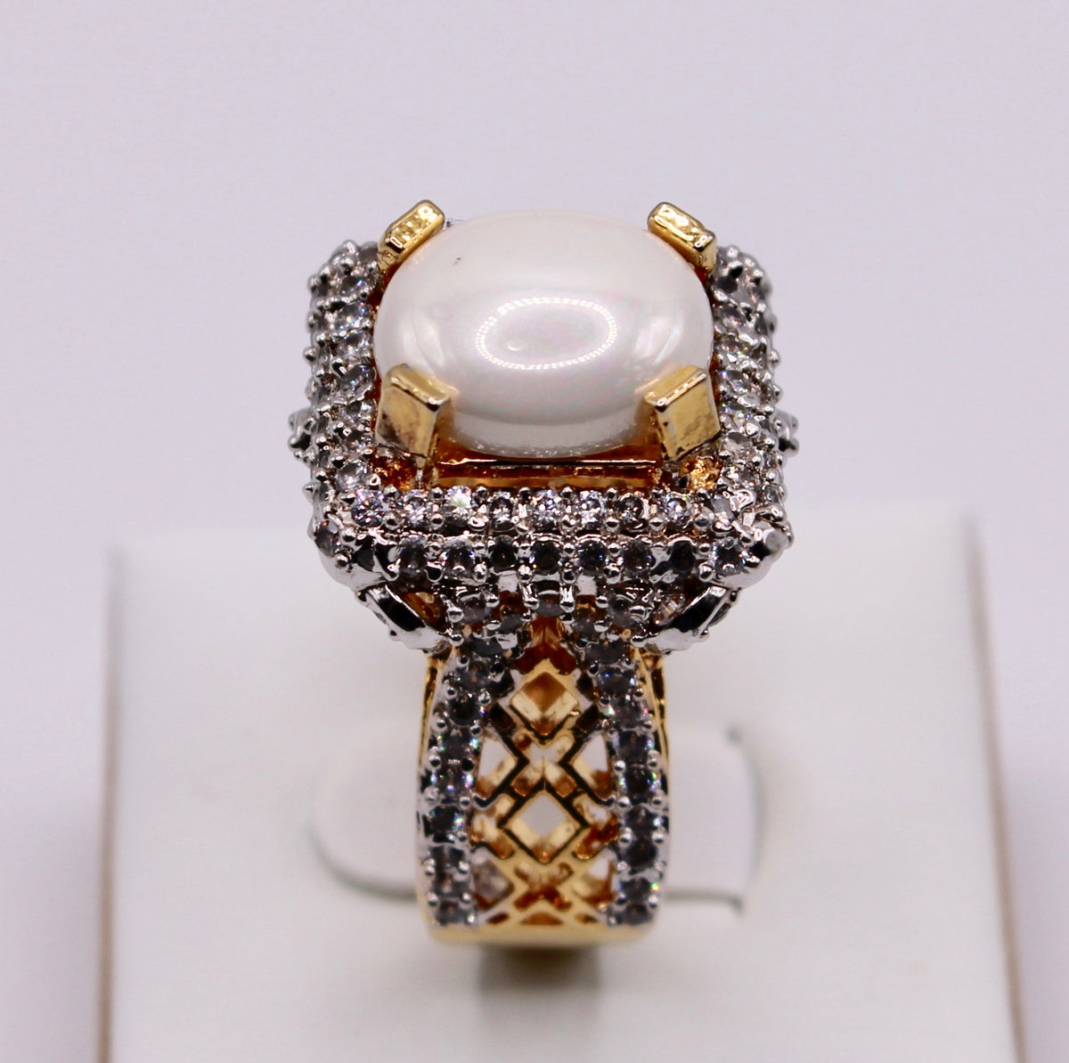 Cubic Zirconia and Opal Ring - E1143
