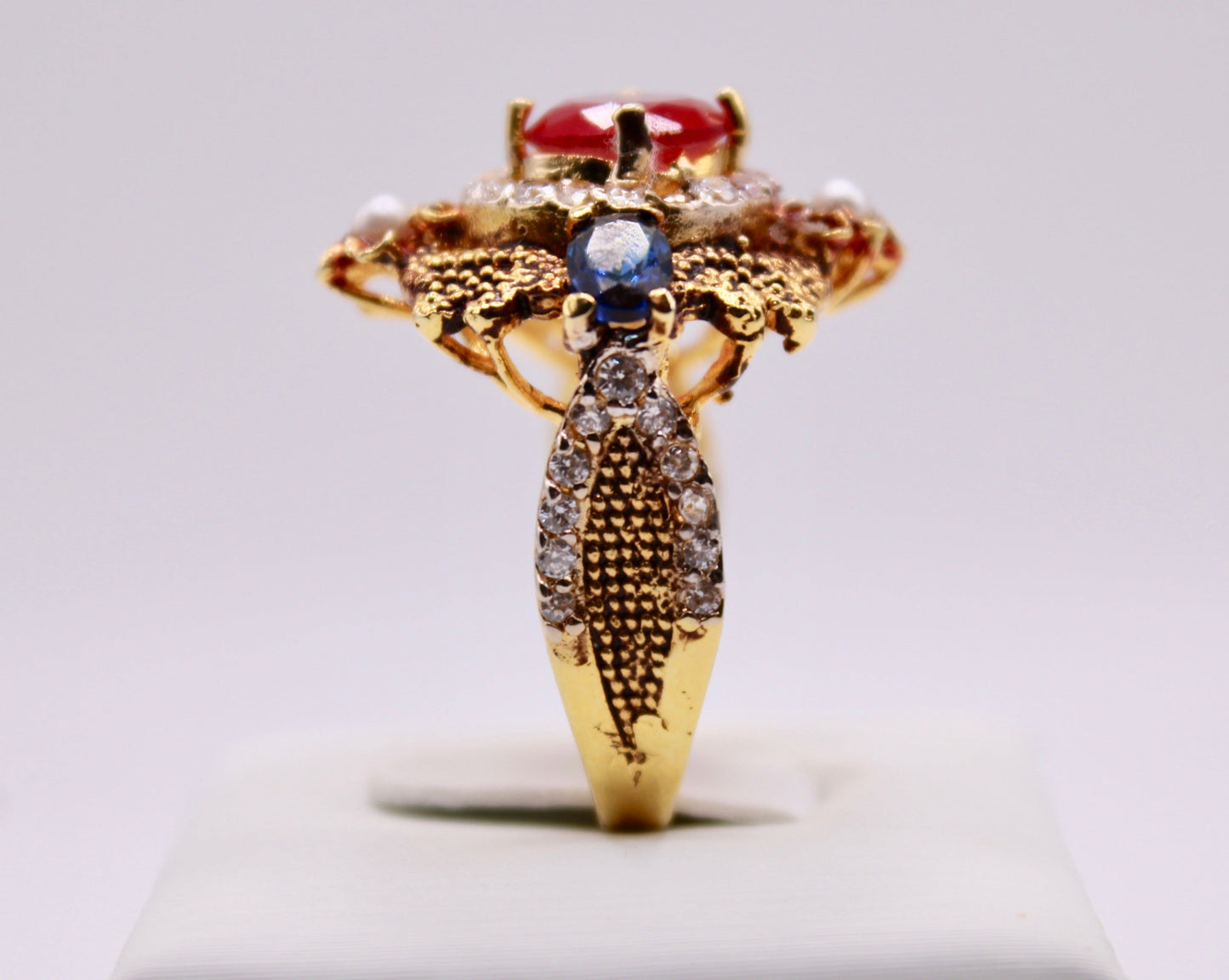 Jadao Cubic Zirconia And Pearl Ring - E1288