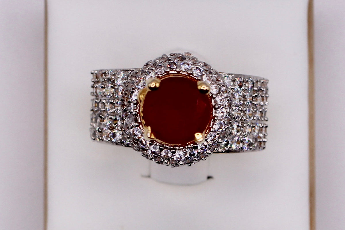 Faux Ruby Cathedral Ring - E1195