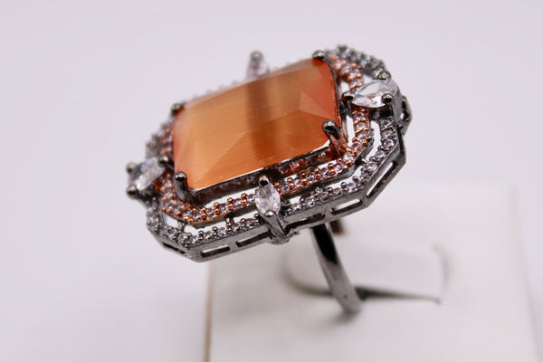 Emerald-Cut Cubic Zirconia Statement Ring - E813