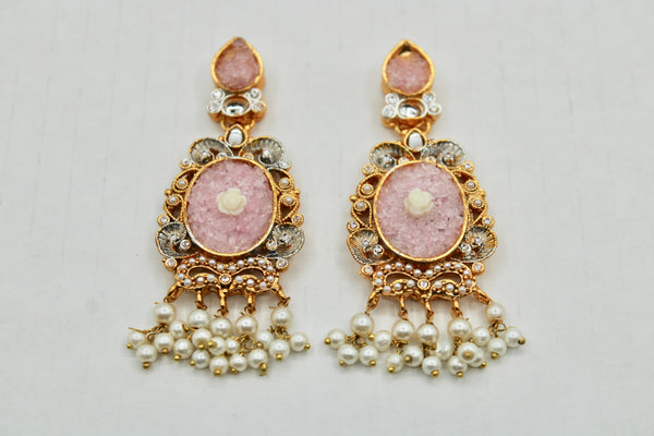 Fusion Kundan and Crushed Stone Earrings - E1106