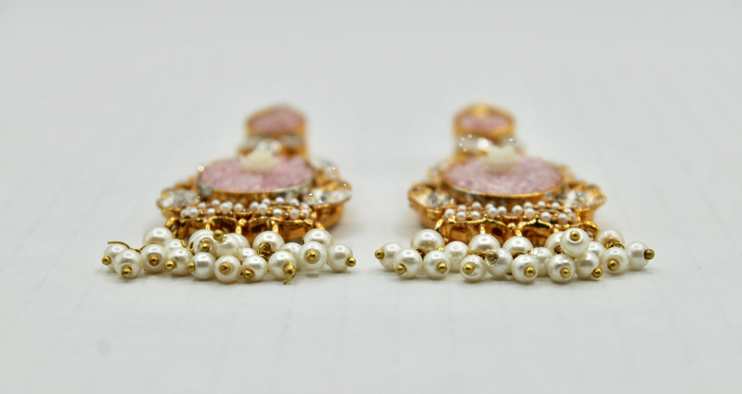 Fusion Kundan and Crushed Stone Earrings - E1106