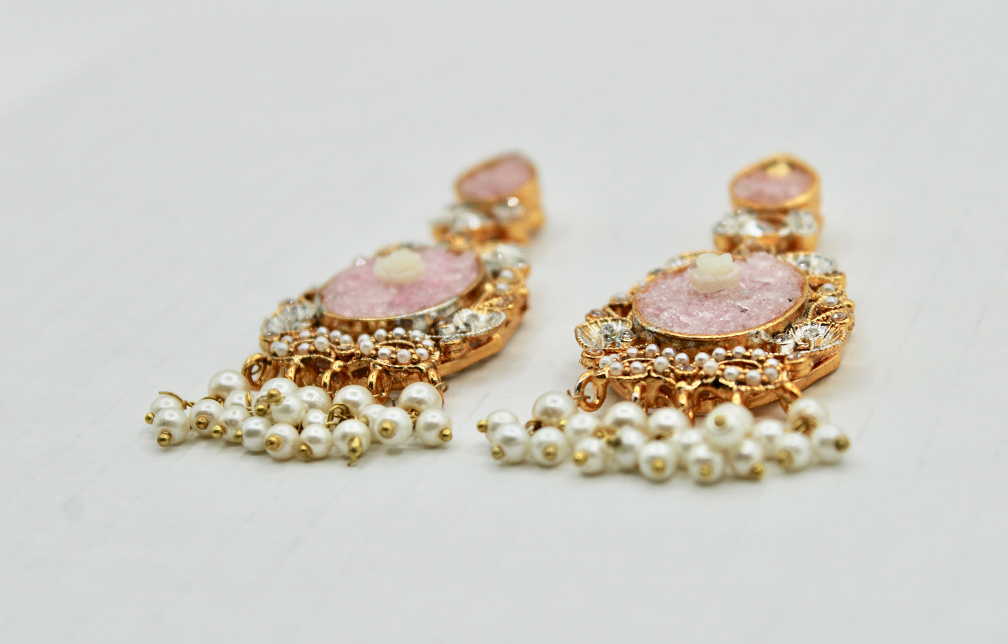 Fusion Kundan and Crushed Stone Earrings - E1106