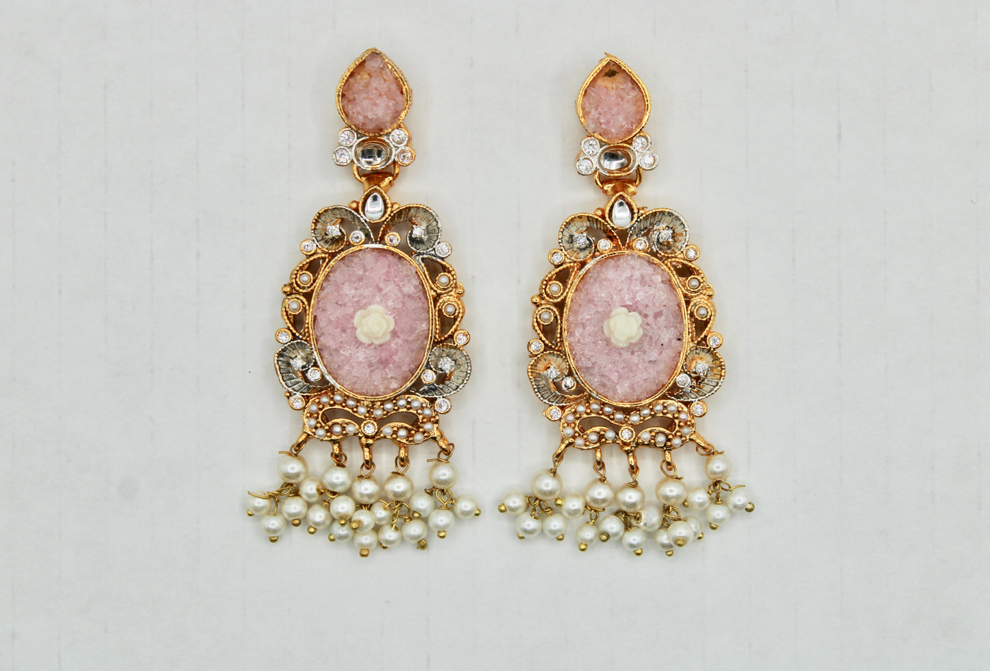 Fusion Kundan and Crushed Stone Earrings - E1106