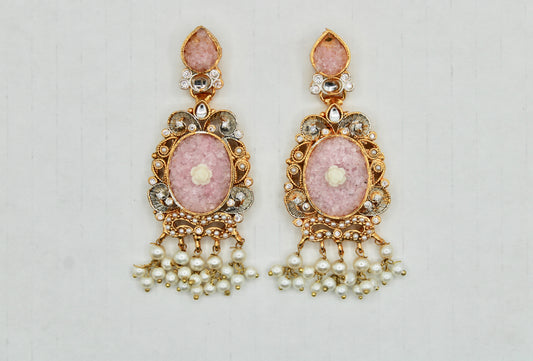 Fusion Kundan and Crushed Stone Earrings - E1106