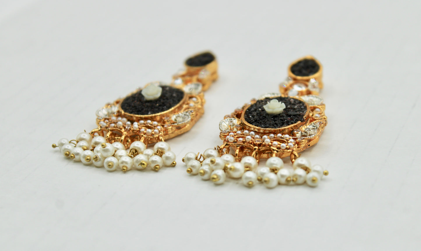 Fusion Kundan and Crushed Stone Earrings - E1106