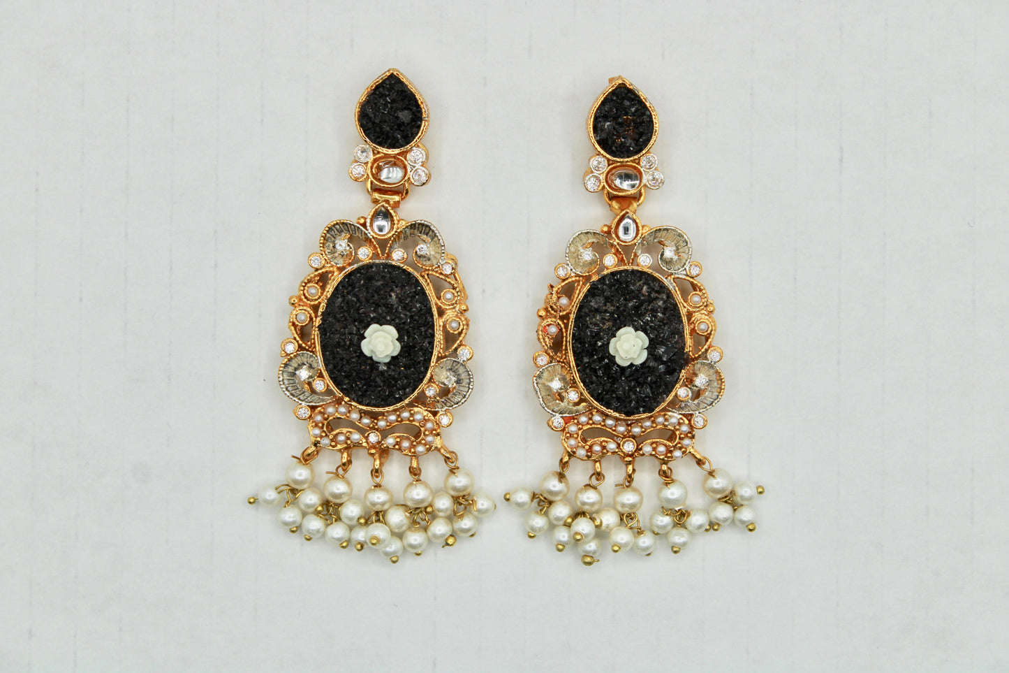 Fusion Kundan and Crushed Stone Earrings - E1106