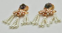 Crushed Stone Earrings with Faux Pearls - E1107