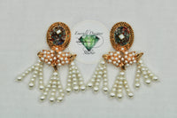 Crushed Stone Earrings with Faux Pearls - E1107