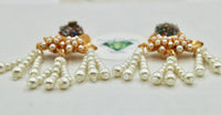 Crushed Stone Earrings with Faux Pearls - E1107